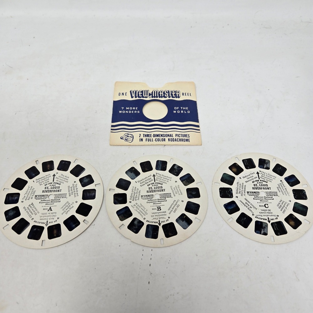Vintage 1975 View-Master St Louis Riverfront 3 Reel Set A4561-3 Gateway Arch MO